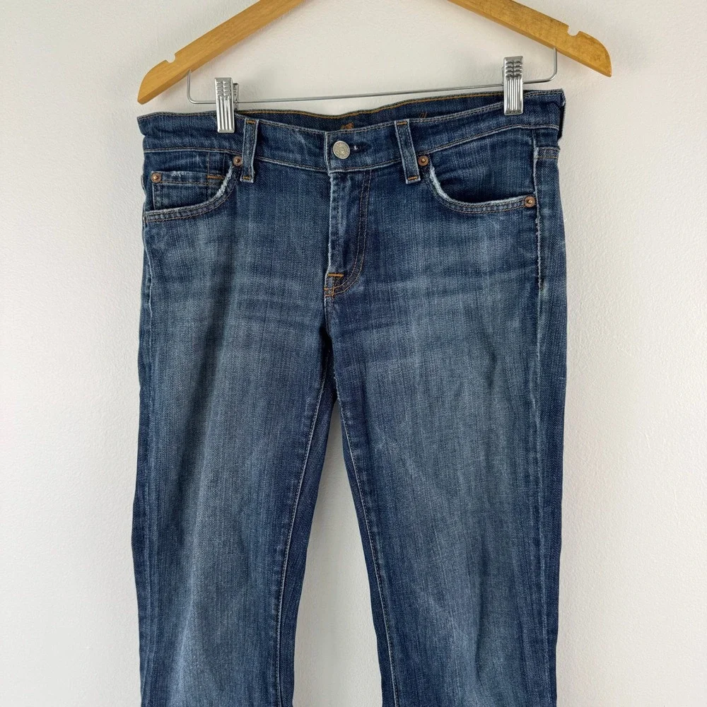 7 For All Mankind Flare Jeans Dark Wash Blue Denim Size 28 Made in‎ USA